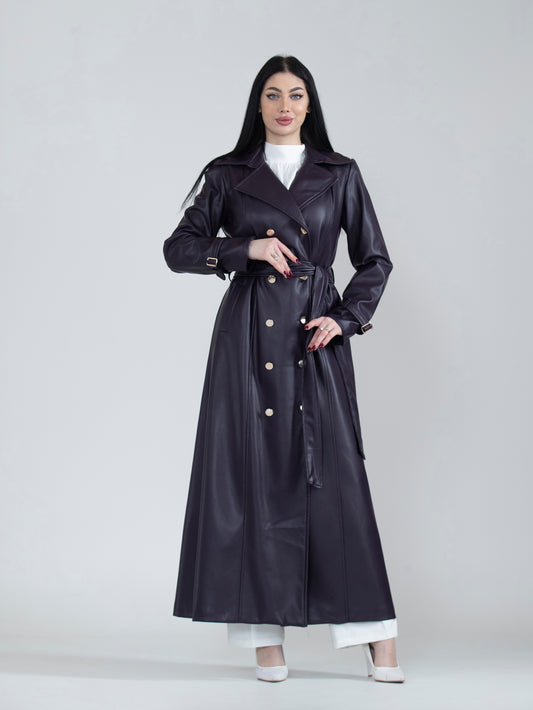 Women's long leather jacket