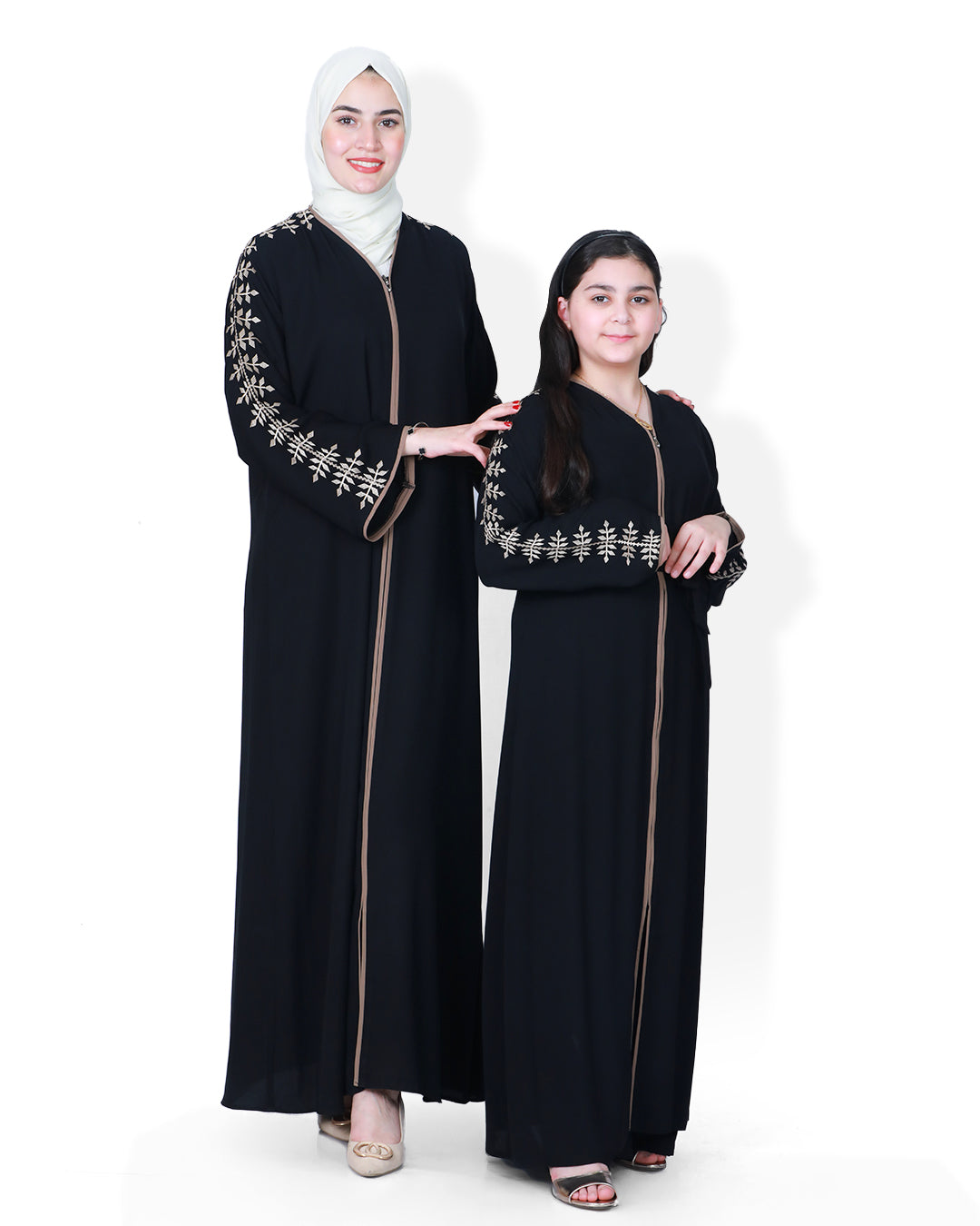 Two Moons Mother & Daughter Embroidered Abaya - She Chocolate