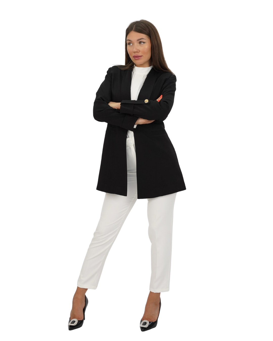 Blazer with Sleeve Button, Sizes 38–52