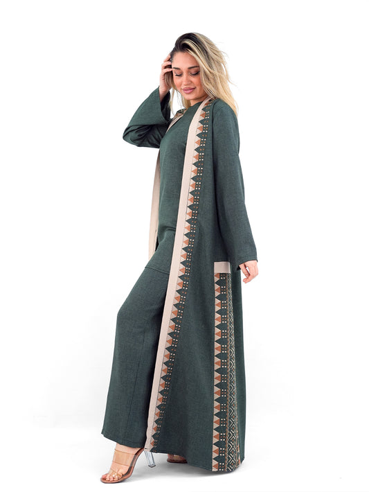 Talia Three-Piece Bisht in Blue Tones - She Chocolate