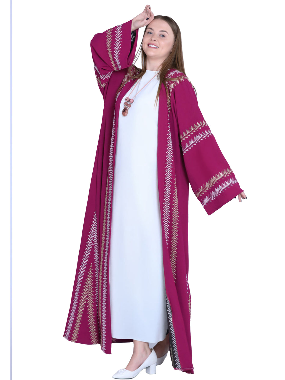 Fayrouz Two-Piece Embroidered Abaya - She Chocolate