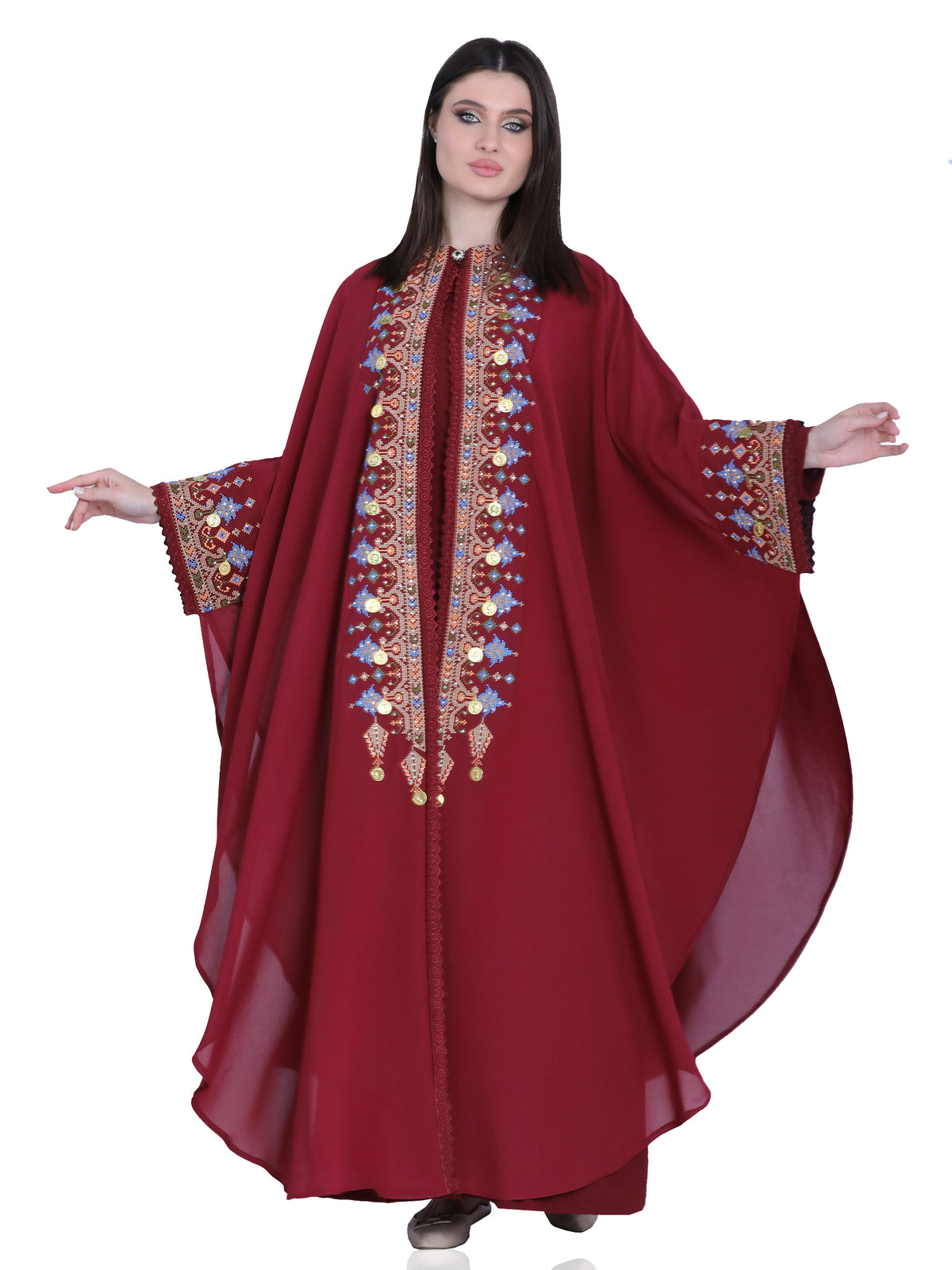 Sama Two-Piece Bisht with Multicolor Embroidery