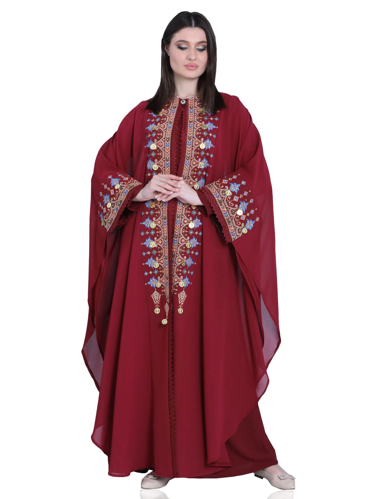 Sama Two-Piece Bisht with Multicolor Embroidery