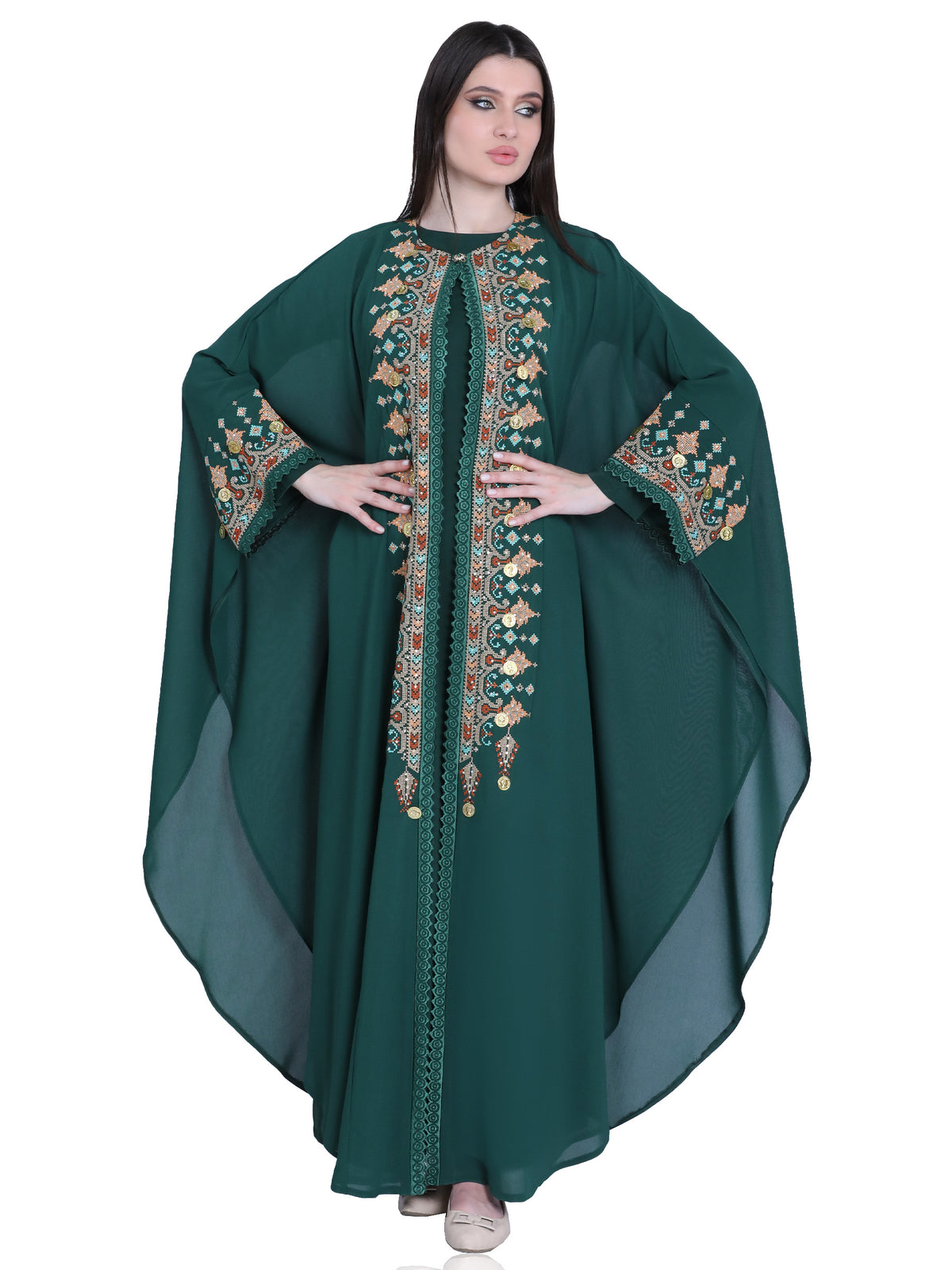 Sama Two-Piece Bisht with Multicolor Embroidery