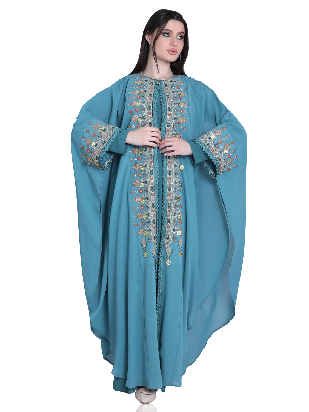 Sama Two-Piece Bisht with Multicolor Embroidery