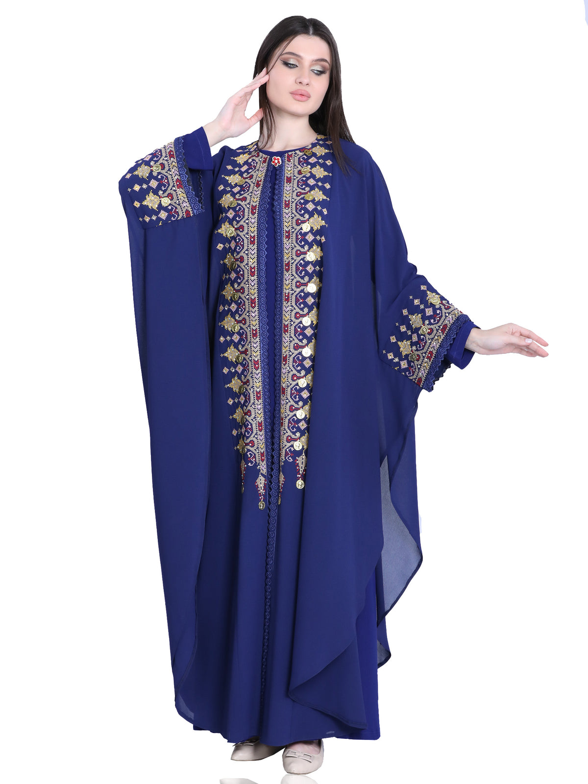 Sama Two-Piece Bisht with Multicolor Embroidery