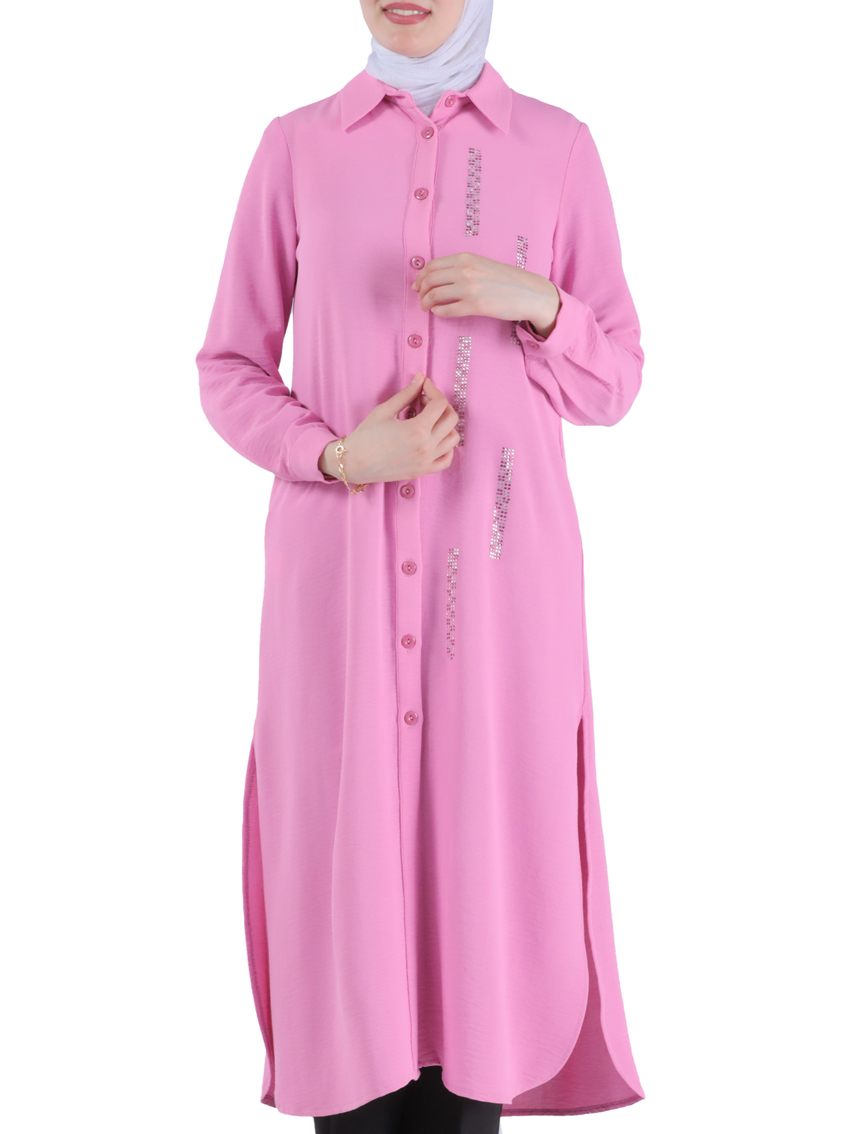 Shirt in Black, Pink & Jasper Green