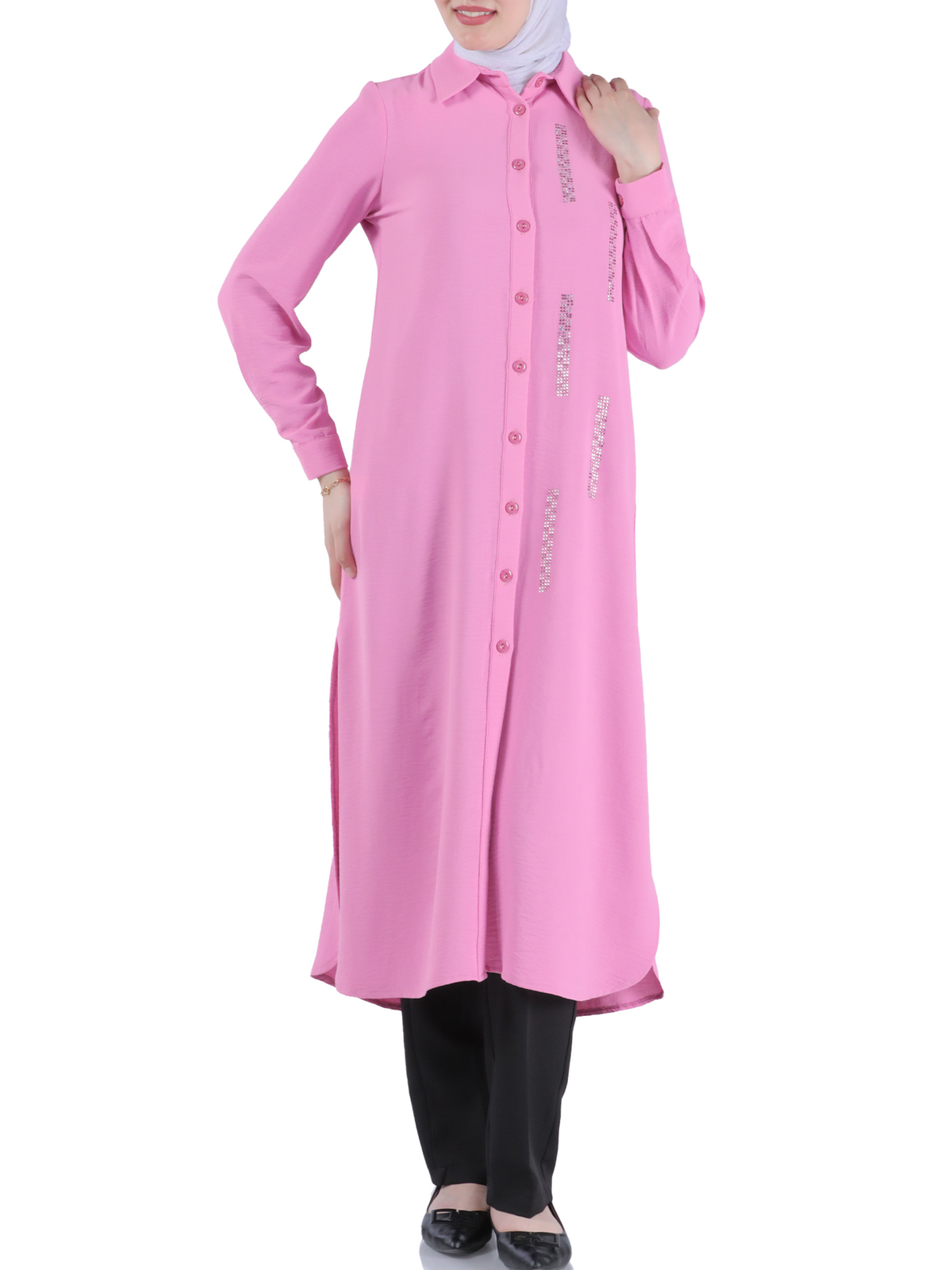 Shirt in Black, Pink & Jasper Green