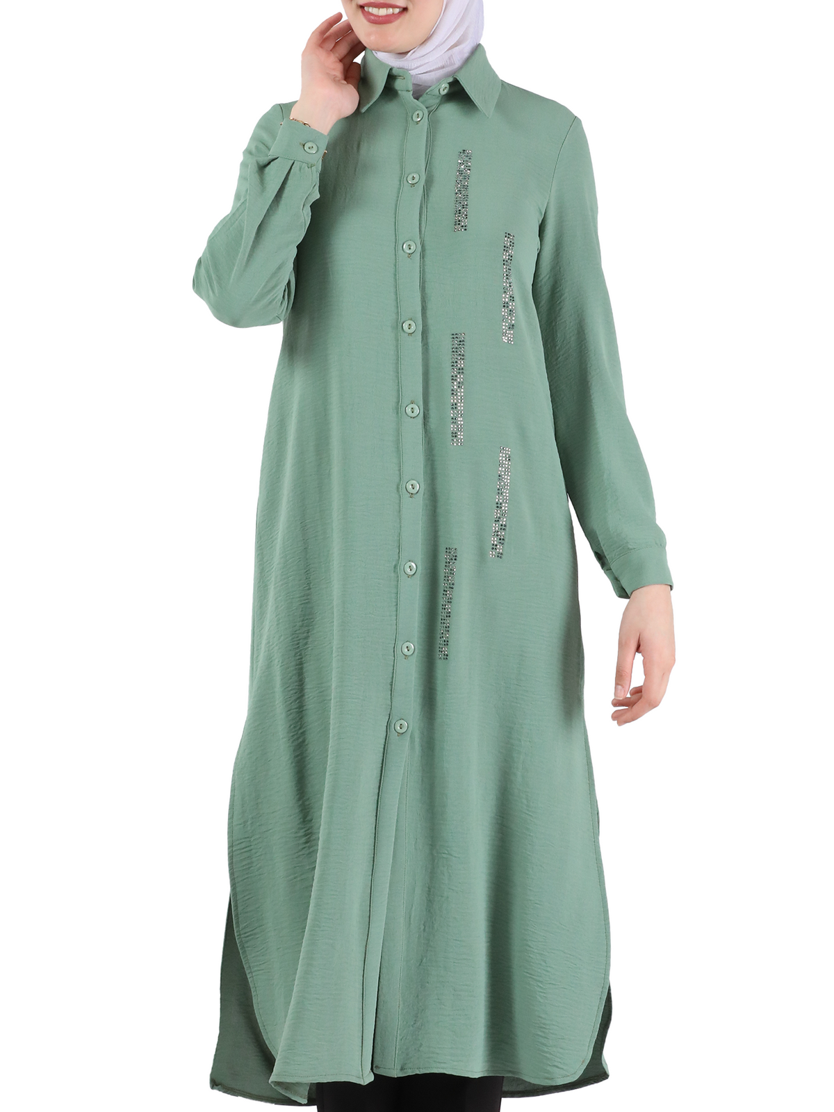 Shirt in Black, Pink & Jasper Green