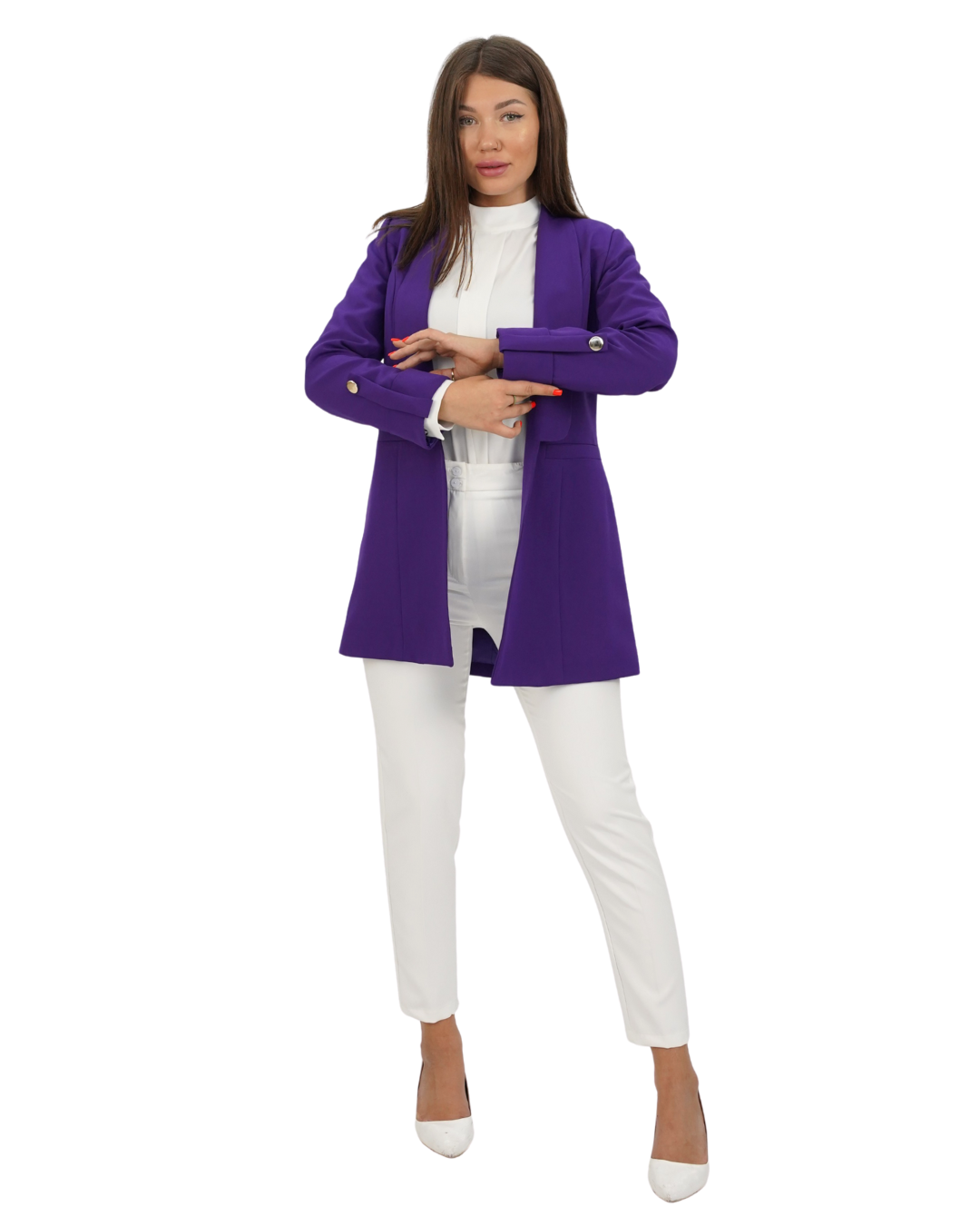 Blazer with Sleeve Button, Sizes 38–52