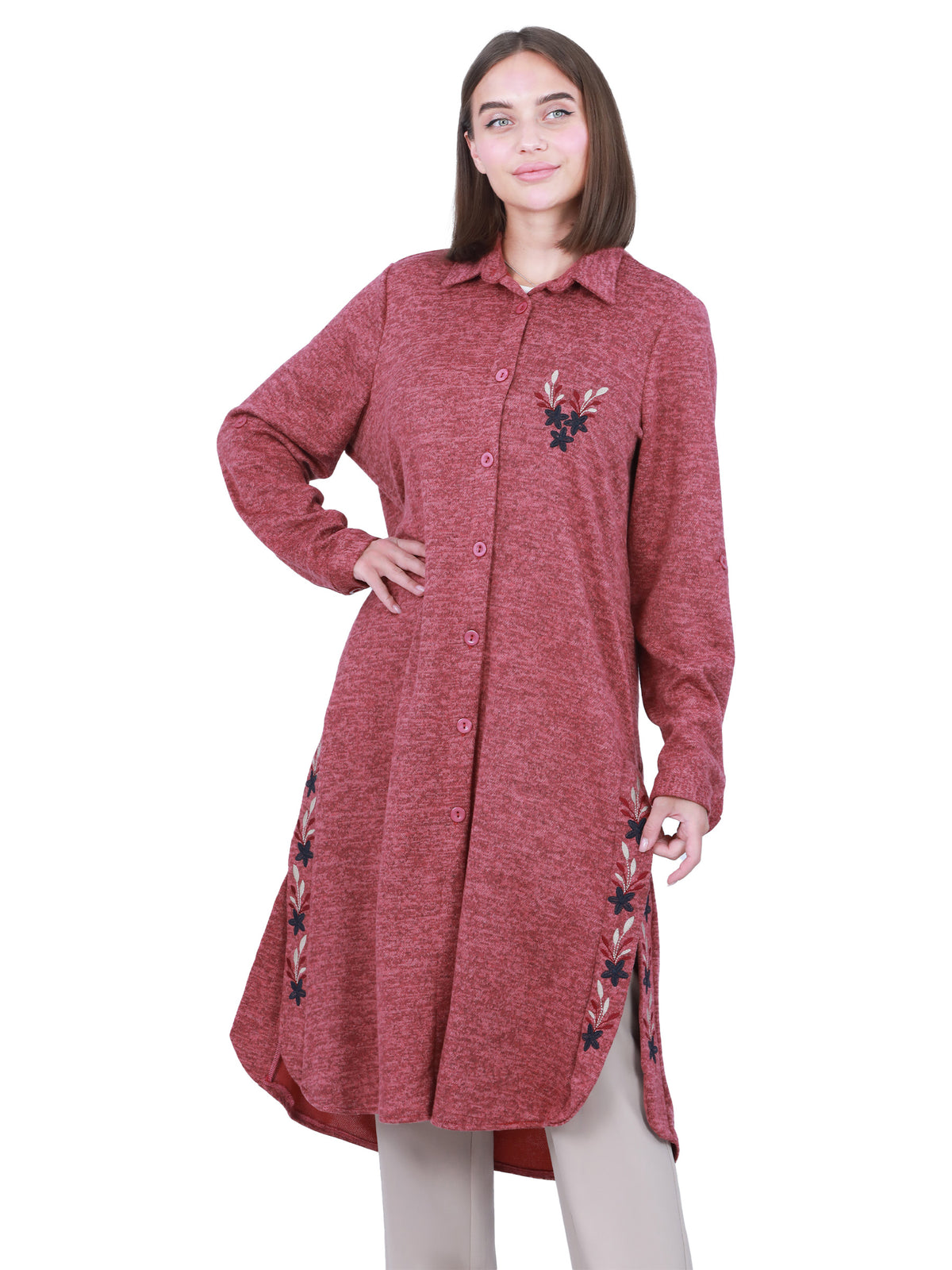 Embroidered Fall-Winter Long Shirt