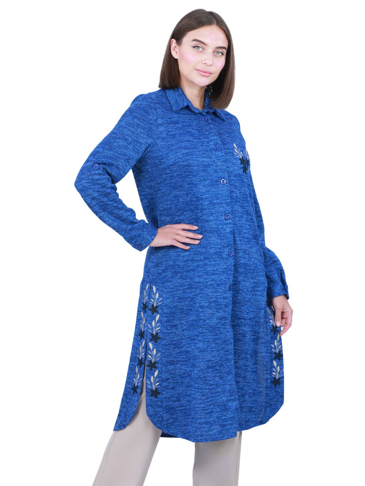 Embroidered Fall-Winter Long Shirt