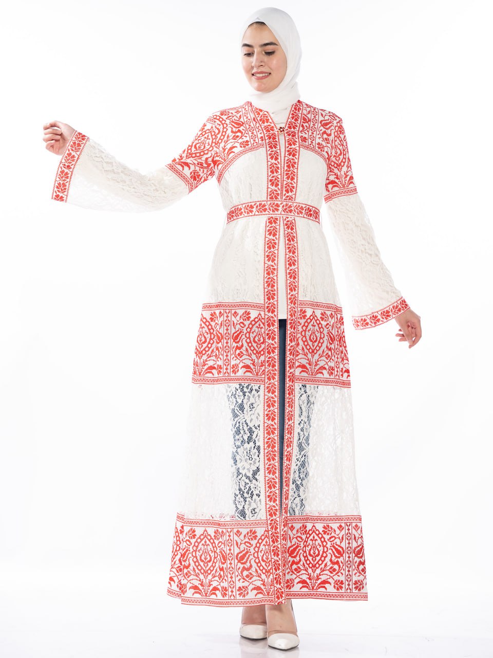 Warda Embroidered Bisht with Red Accents