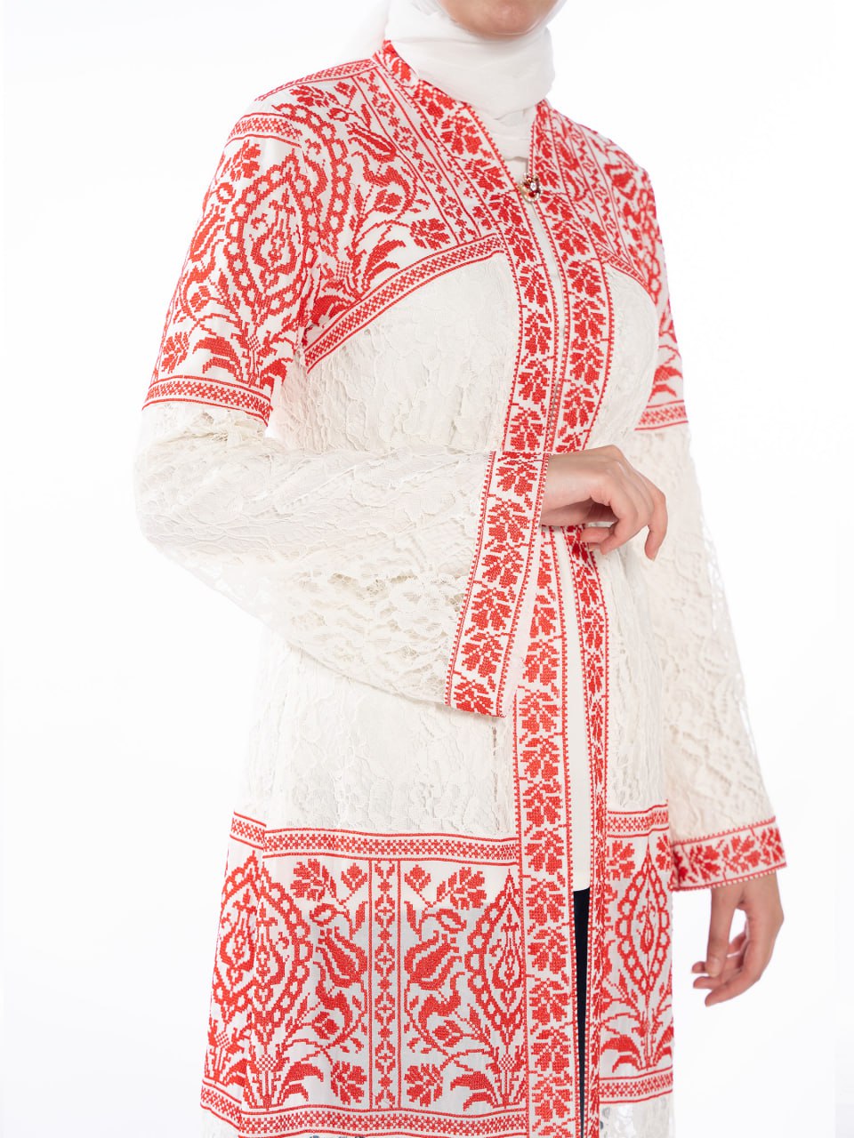 Warda Embroidered Bisht with Red Accents
