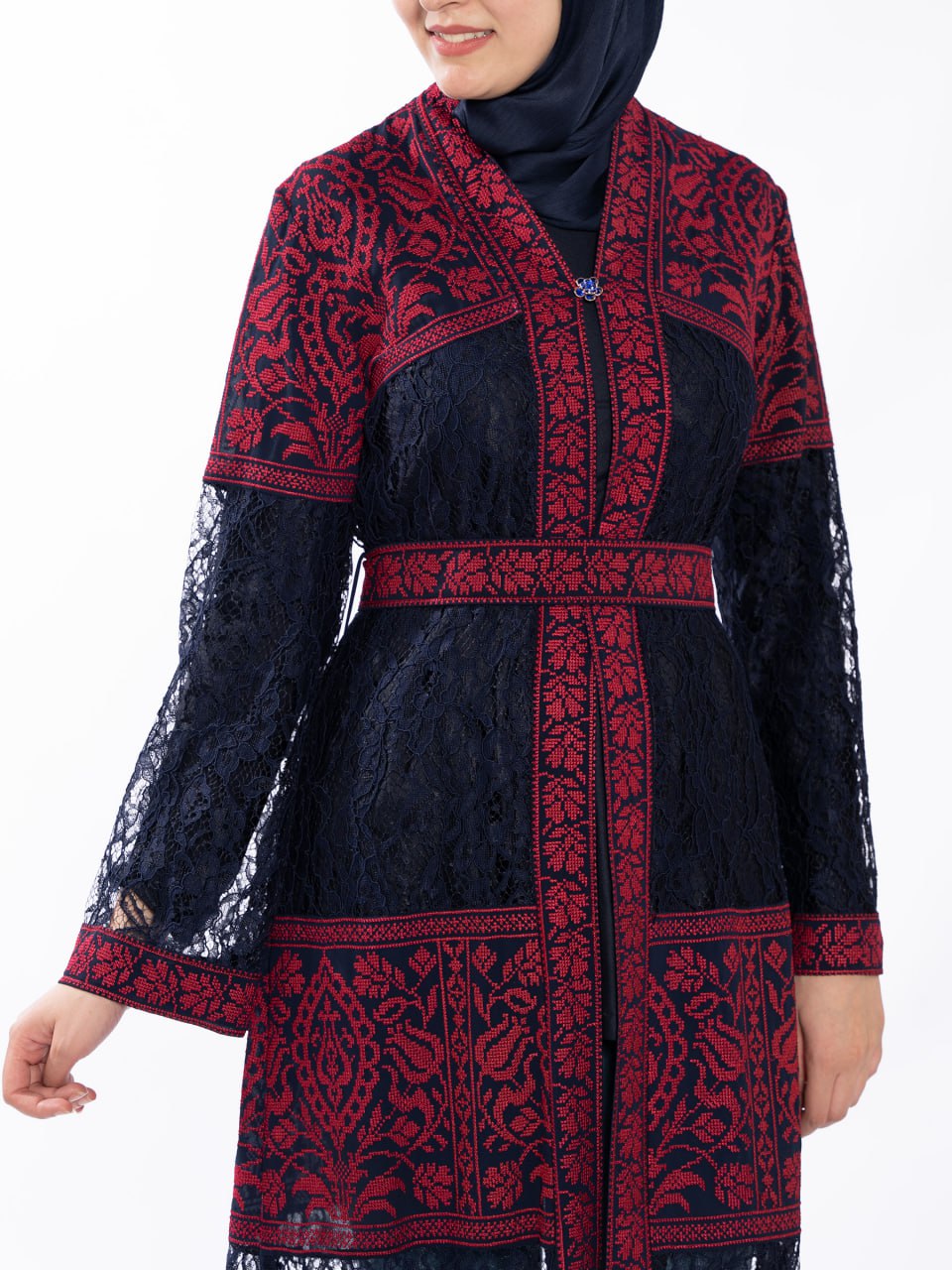 Warda Embroidered Bisht with Red Accents
