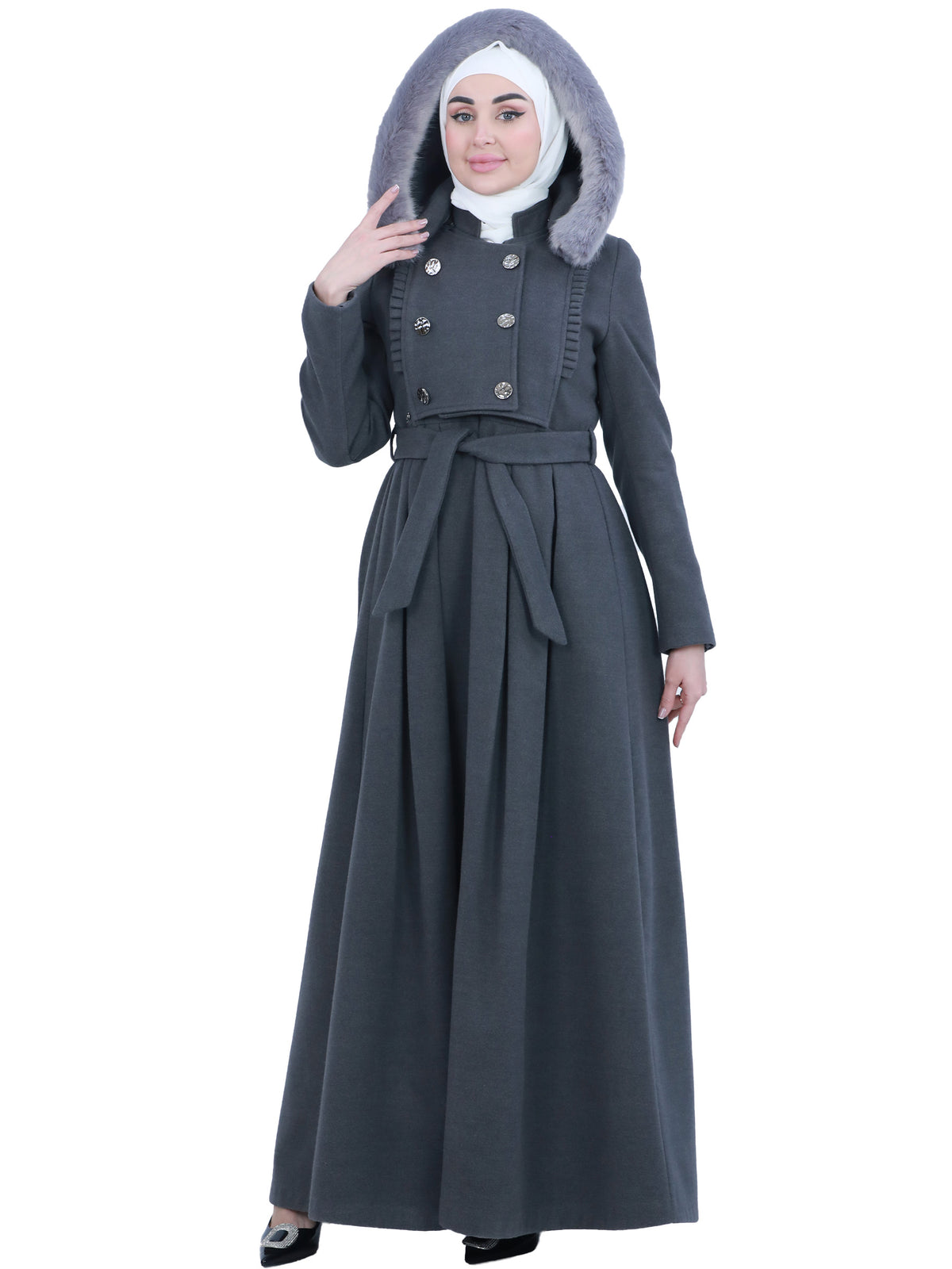 Farwa Winter Jilbab with Fur Collar